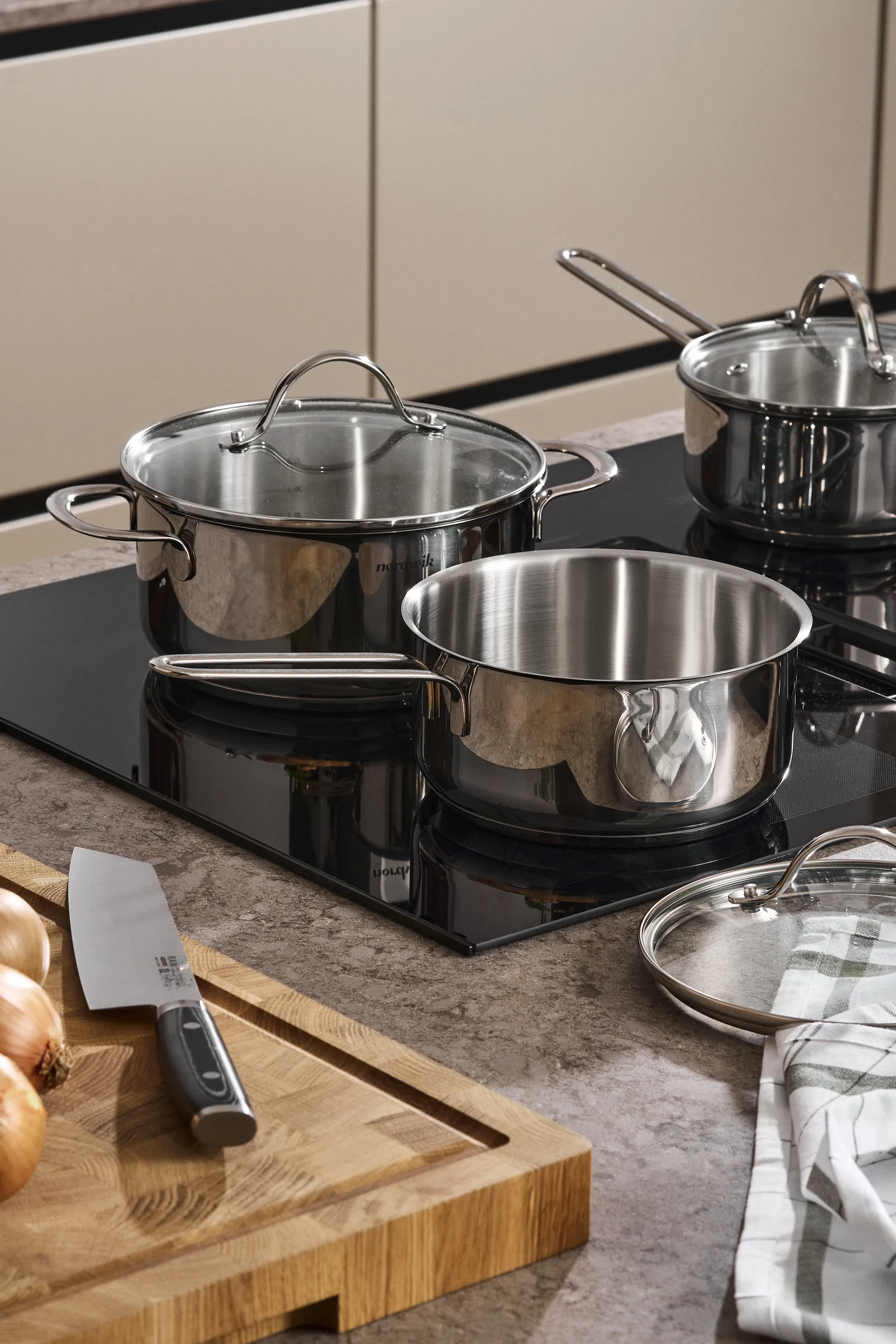 Nordwik cookware set with glass lids, 3 pieces Nordwik
