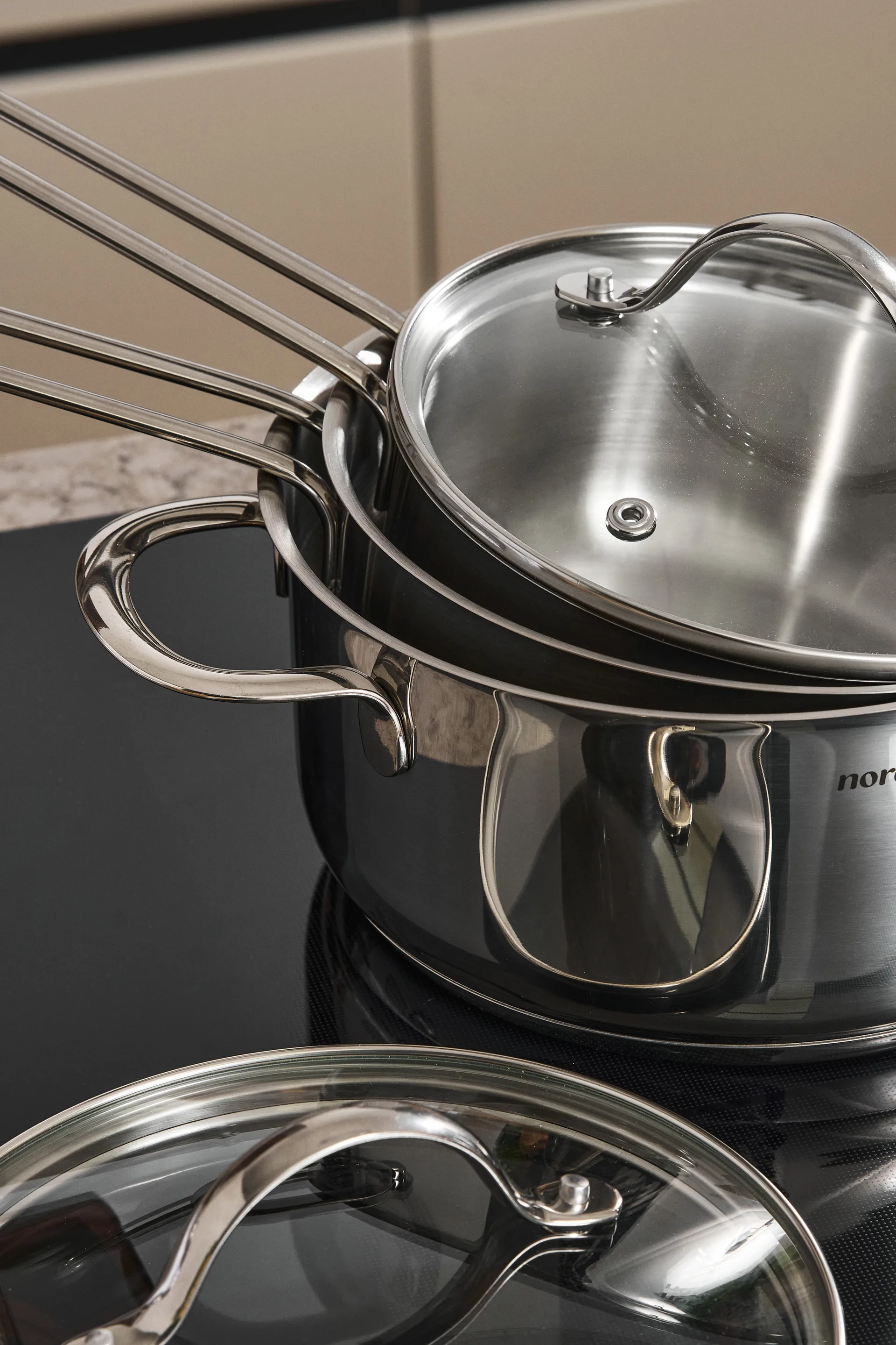 Nordwik saucepan with glass lid 1.9 liter, Stainless steel Nordwik
