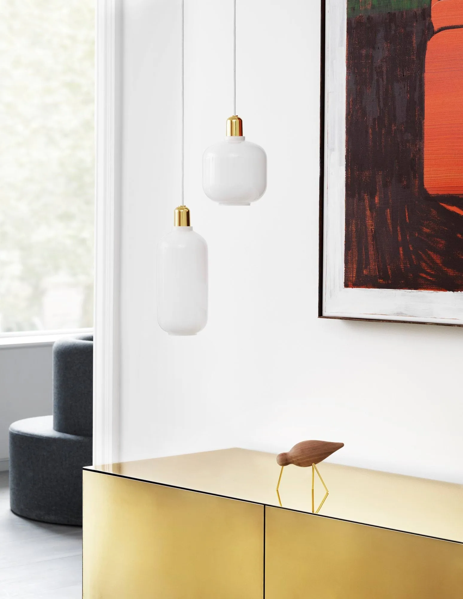 Amp lamp small, white-brass Normann Copenhagen