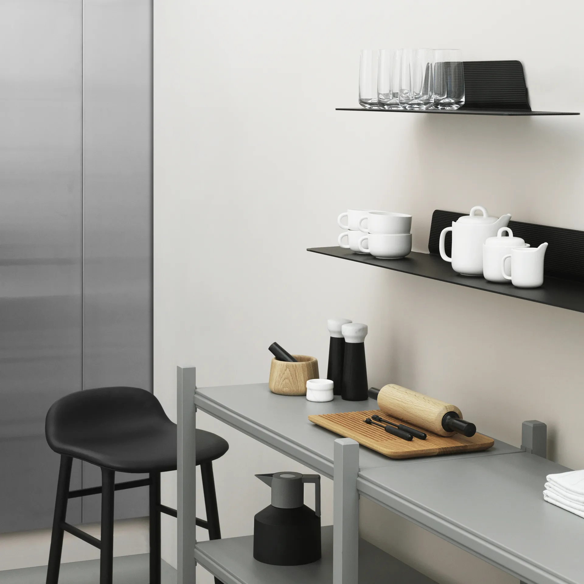 Jet shelf, Black, aluminium, 80 cm Normann Copenhagen