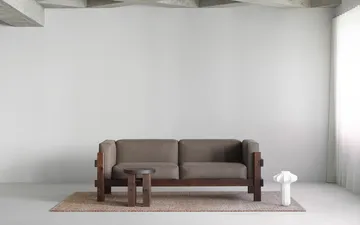 Kube sofa - Brown-lacquered pine-fabric Remix 223 Beige, 220 cm - Normann Copenhagen