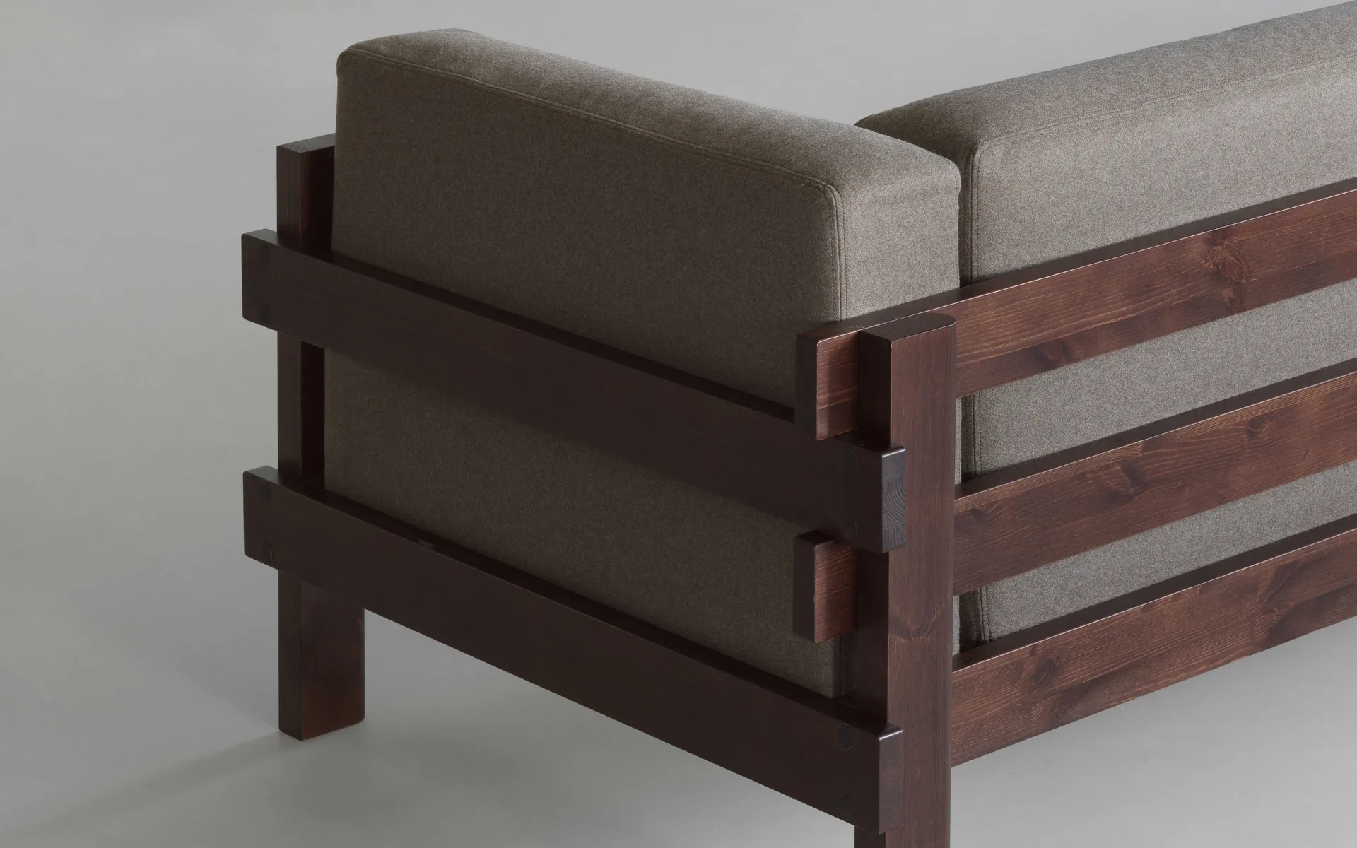 Kube sofa, Brown-lacquered pine-fabric Remix 223 Beige, 220 cm Normann Copenhagen
