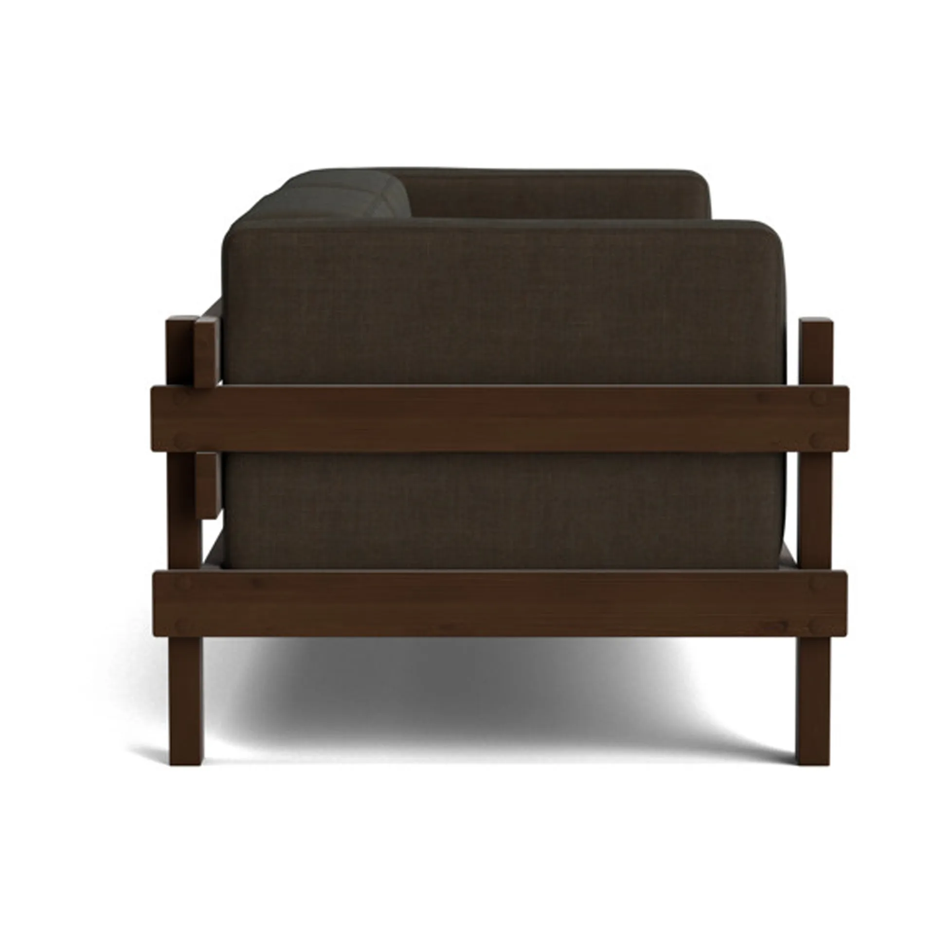 Kube sofa, Brown-lacquered pine–Remix 356 Brown fabric, 220 cm Normann Copenhagen