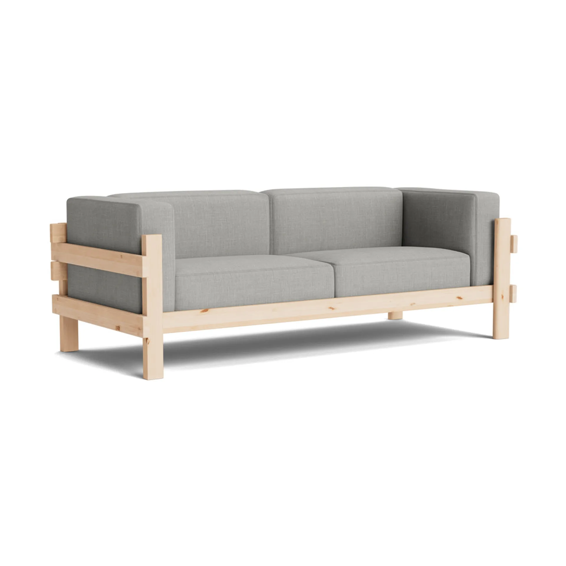 Kube sofa, Lacquered pine-fabric Remix 143 Grey, 220 cm Normann Copenhagen
