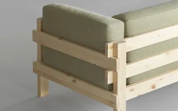 Kube sofa - Lacquered pine-fabric Remix 143 Grey, 220 cm - Normann Copenhagen
