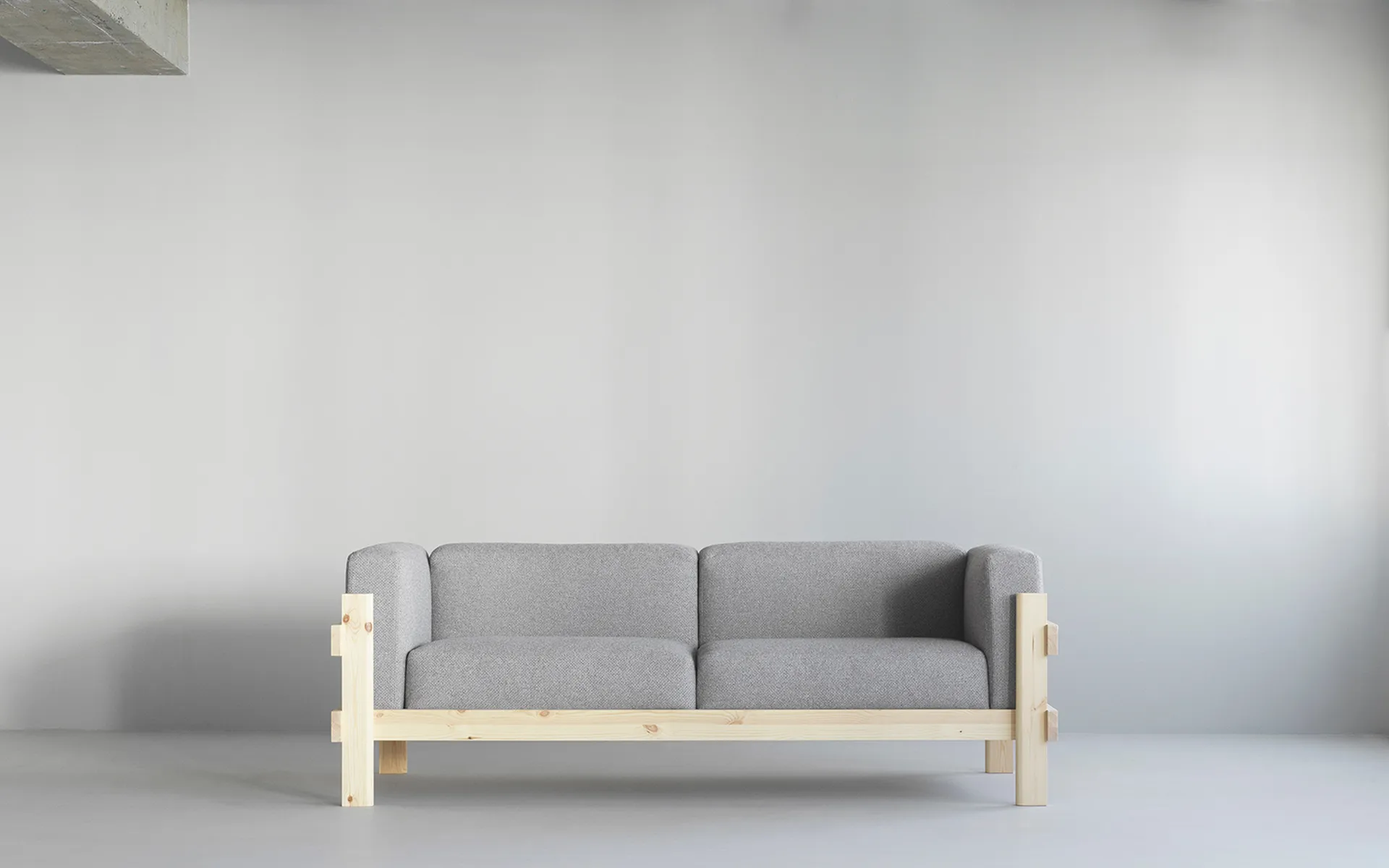 Kube sofa, Lacquered pine-fabric Remix 223 Beige, 220 cm Normann Copenhagen