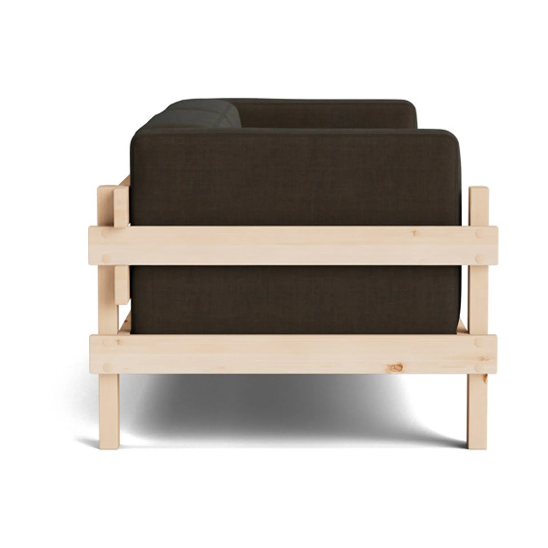 Kube sofa, Lacquered pine-fabric Remix 356 Brown, 220 cm Normann Copenhagen