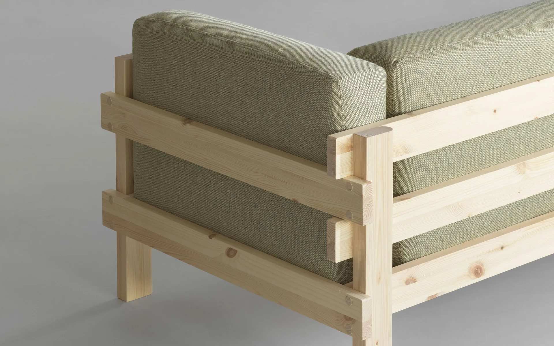Kube sofa, Lacquered pine-fabric Remix 356 Brown, 220 cm Normann Copenhagen
