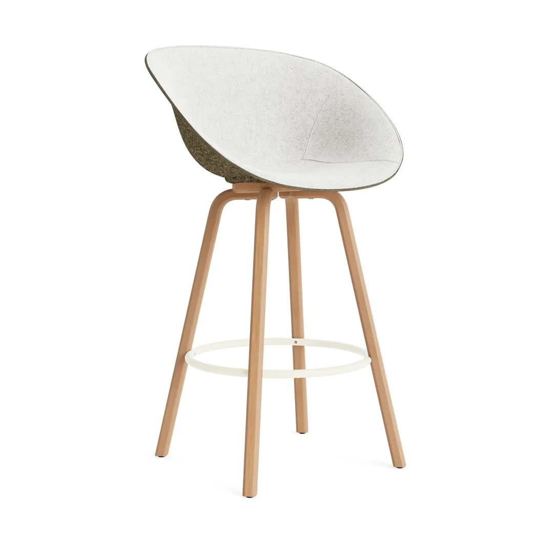 Mat Bar Armchair armchair front-upholstered 75 cm, Hallingdal 110-seaweed-beech-cream steel Normann Copenhagen