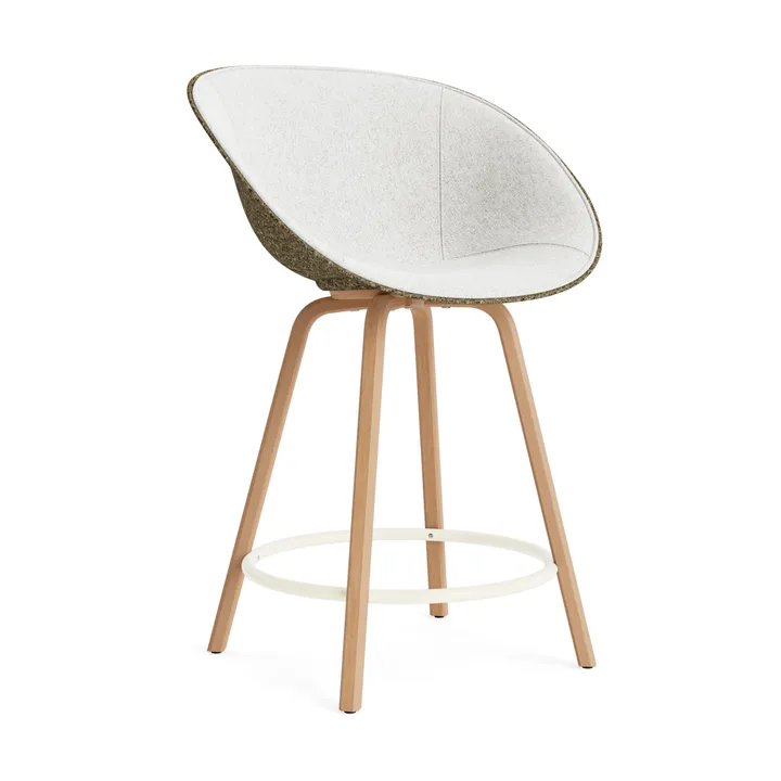 Mat Bar Armchair front-upholstered 65 cm - Hallingdal 110-seaweed-beech-cream steel - Normann Copenhagen
