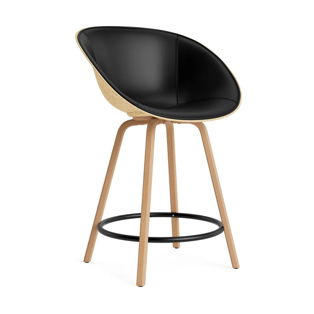 Mat Bar Armchair front-upholstered 65 cm, Ultra 41599-hemp-beech-black steel Normann Copenhagen