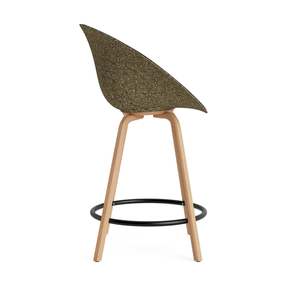 Mat Bar Armchair front-upholstered 65 cm, Ultra 41599-seaweed-beech-black steel Normann Copenhagen