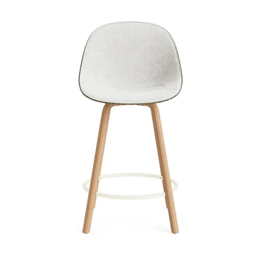 Mat Bar Chair bar stool front upholstered 65 cm - Hallingdal 110-seaweed-beech-cream steel - Normann Copenhagen