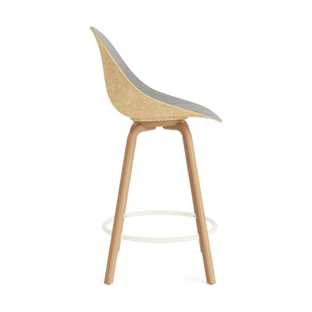 Mat Bar Chair bar stool front upholstered 65 cm, Remix 133-hemp-beech-cream steel Normann Copenhagen