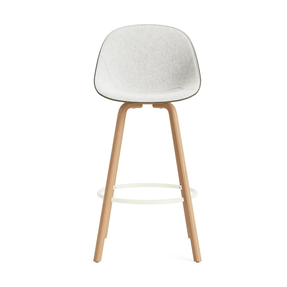 Mat Bar Chair bar stool front upholstered 75 cm, Hallingdal 110-seaweed-beech-cream steel Normann Copenhagen