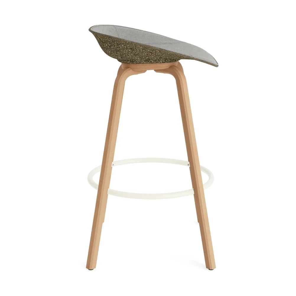 Mat Barstool barstool front-covered 75 cm, Remix 133-seaweed-beech-cream steel Normann Copenhagen
