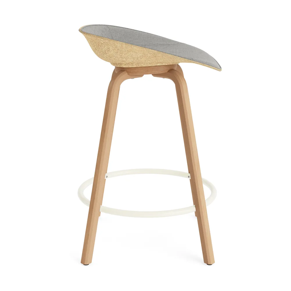 Mat Barstool front-upholstered 65 cm., Remix 133-hemp-beech-cream steel Normann Copenhagen