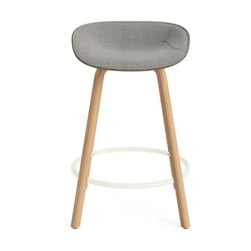 Mat Barstool front-upholstered 65 cm. - Remix 133-seaweed-beech-cream steel - Normann Copenhagen