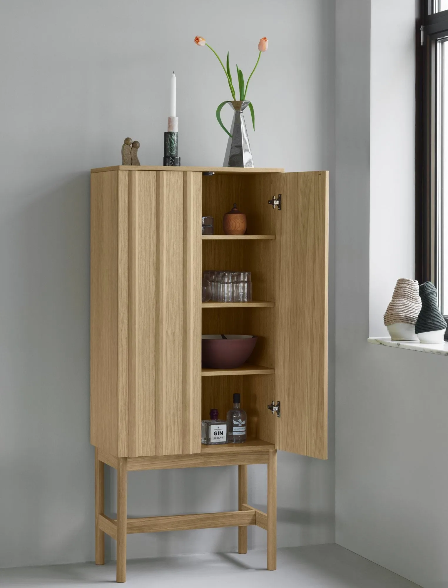 Rib cabinet, Oak, 166.5x70x43 cm Normann Copenhagen