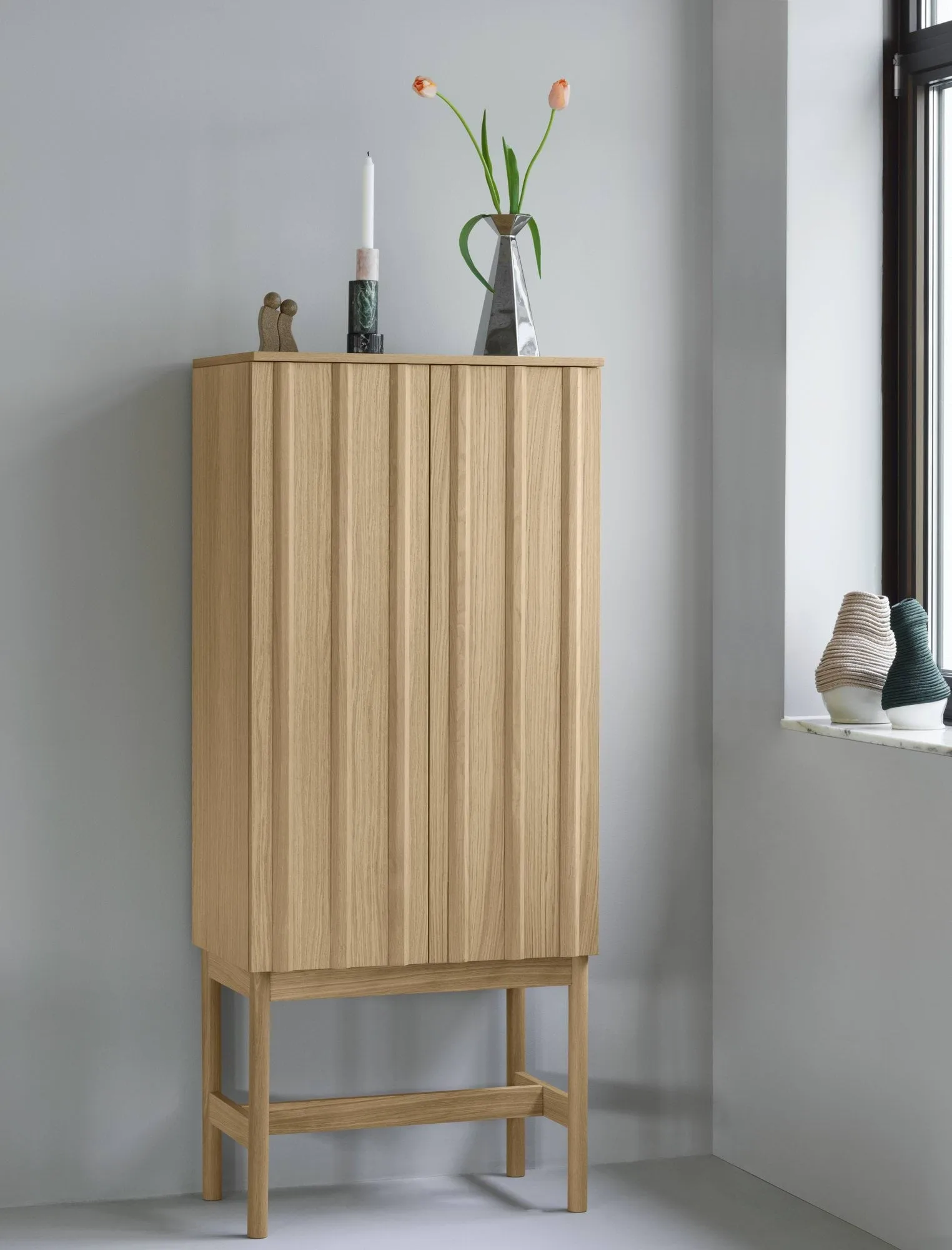 Rib cabinet, Oak, 166.5x70x43 cm Normann Copenhagen