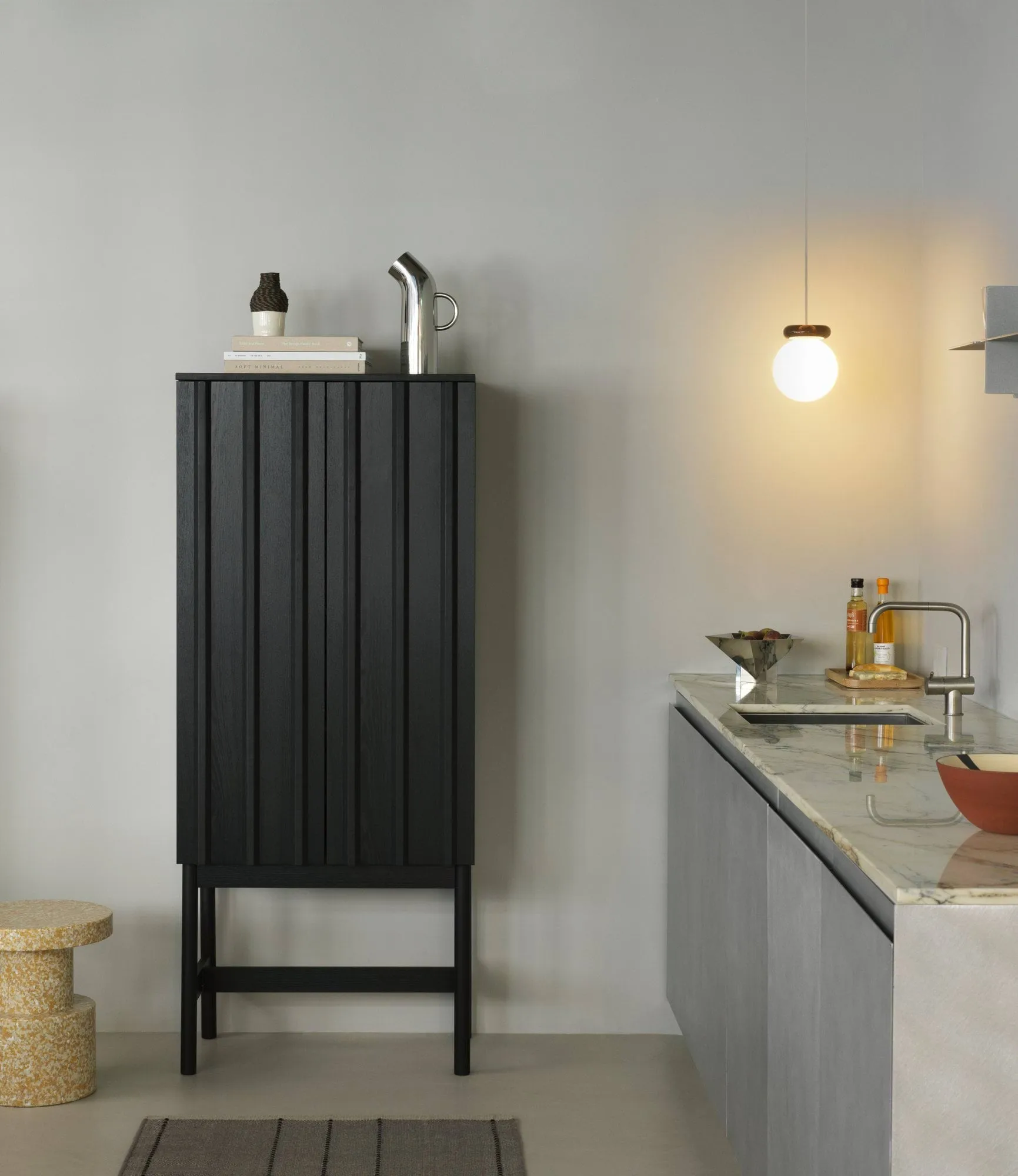 Rib cabinet, Soft black, 166.5x70x43 cm Normann Copenhagen