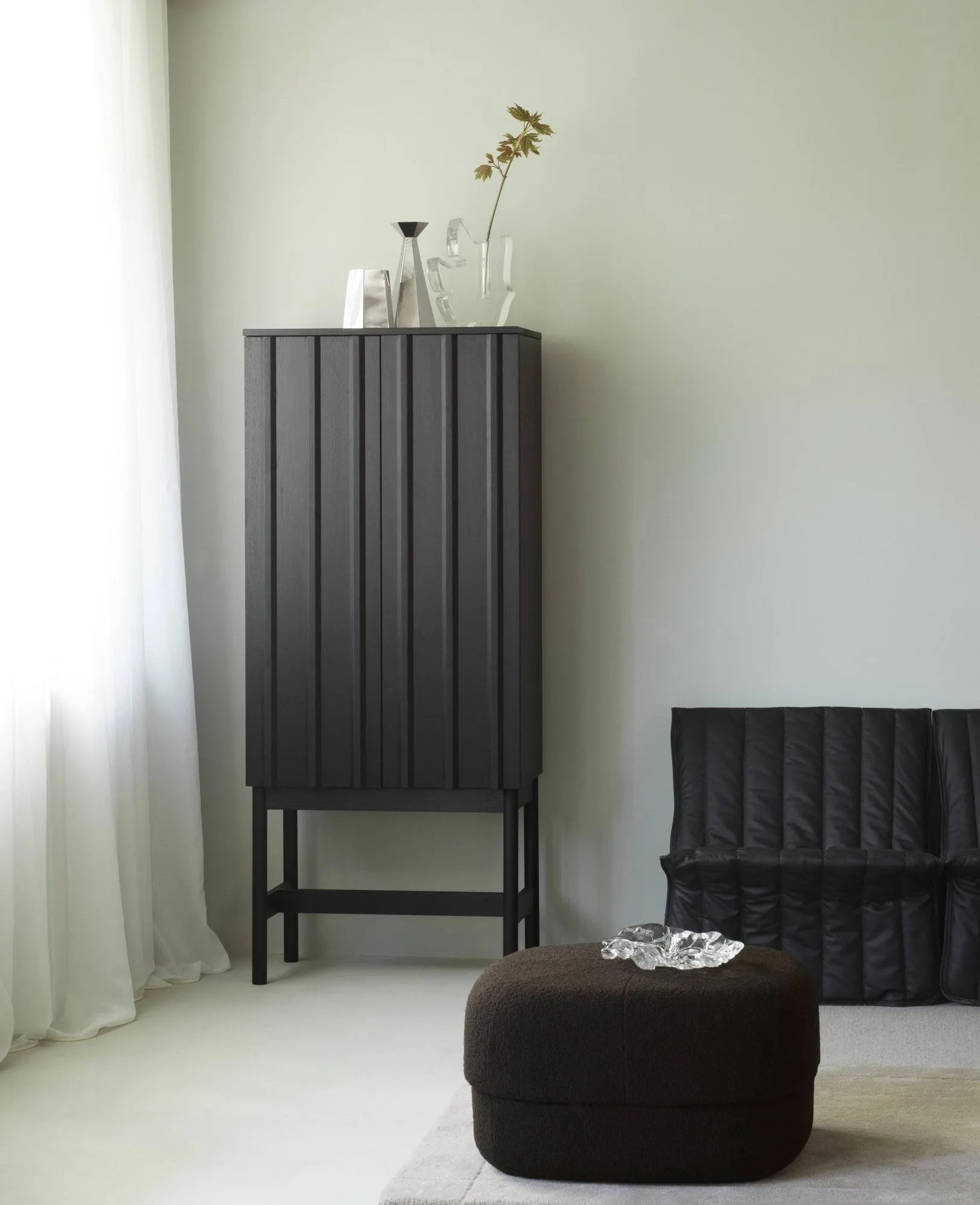Rib cabinet, Soft black, 166.5x70x43 cm Normann Copenhagen