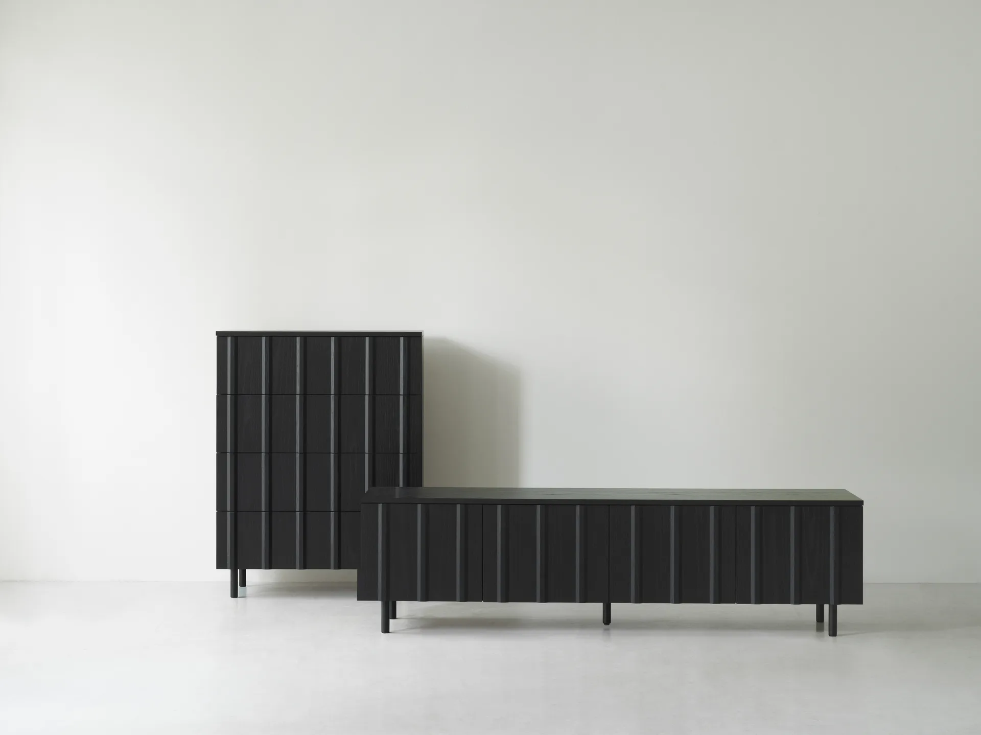 Rib sideboard low, Soft Black Normann Copenhagen