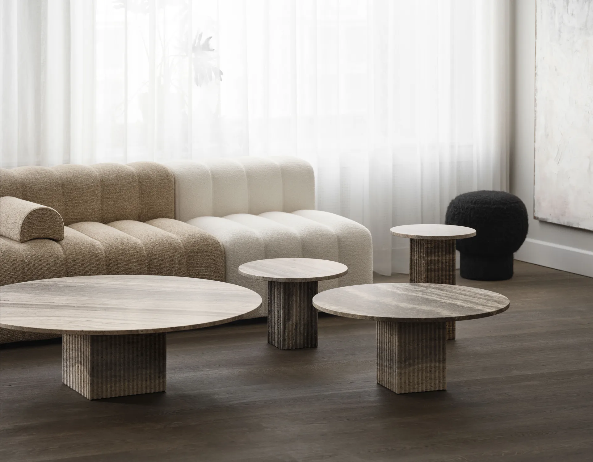 Soho coffee table, Silver travertine, Ø80x35 cm NORR11