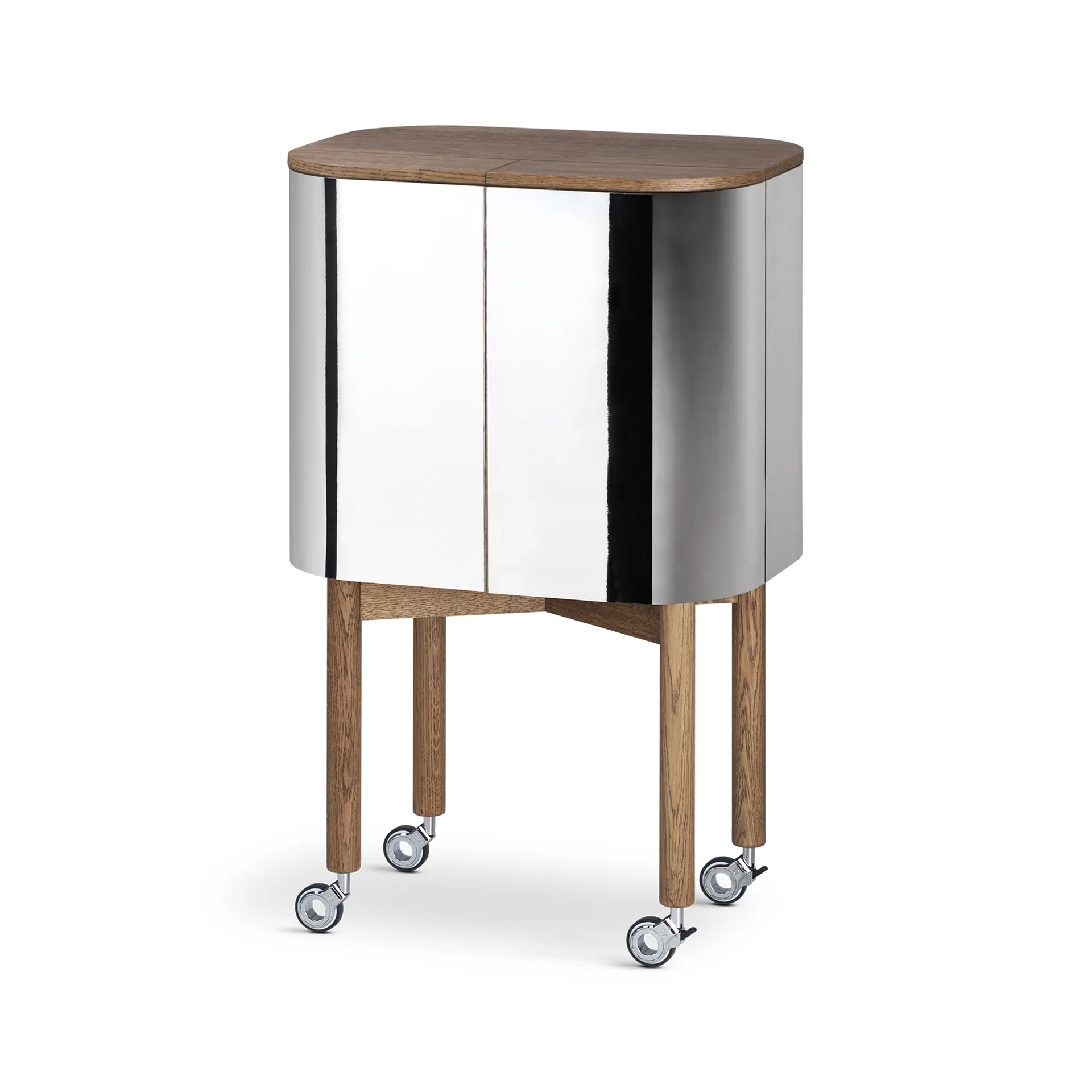 Loud bar cabinet on wheels, Smoked oak Northern