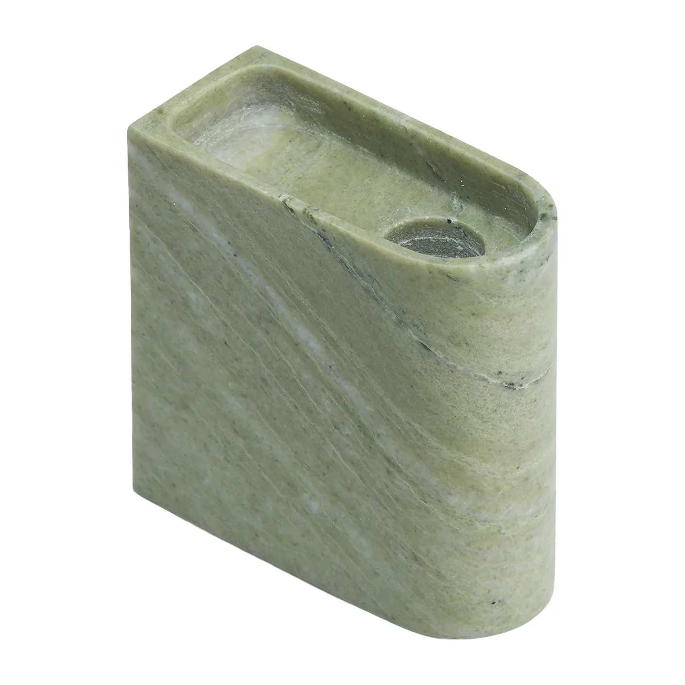 Monolith candle holder low, Mixed green marble Northern