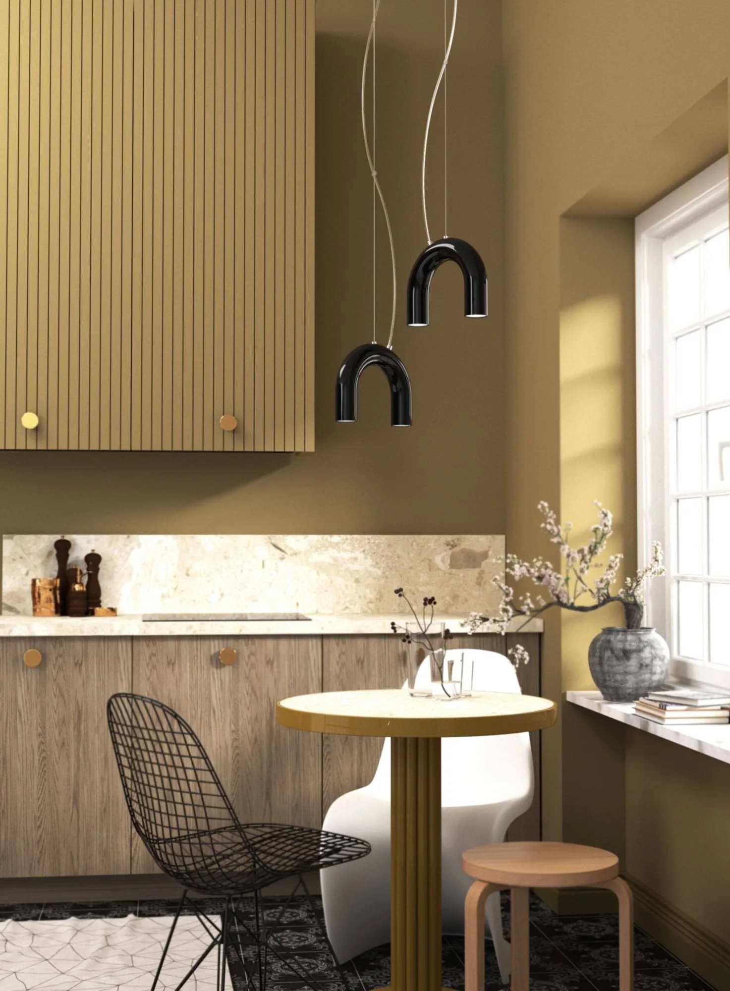 Arch single pendant lamp, Black, 25.5 cm Oblure
