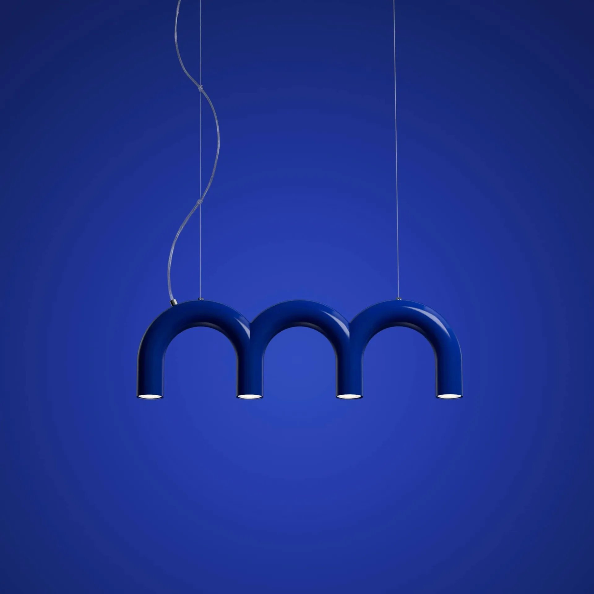 Arch Triplette pendant lamp, Blue, 65.6 cm Oblure