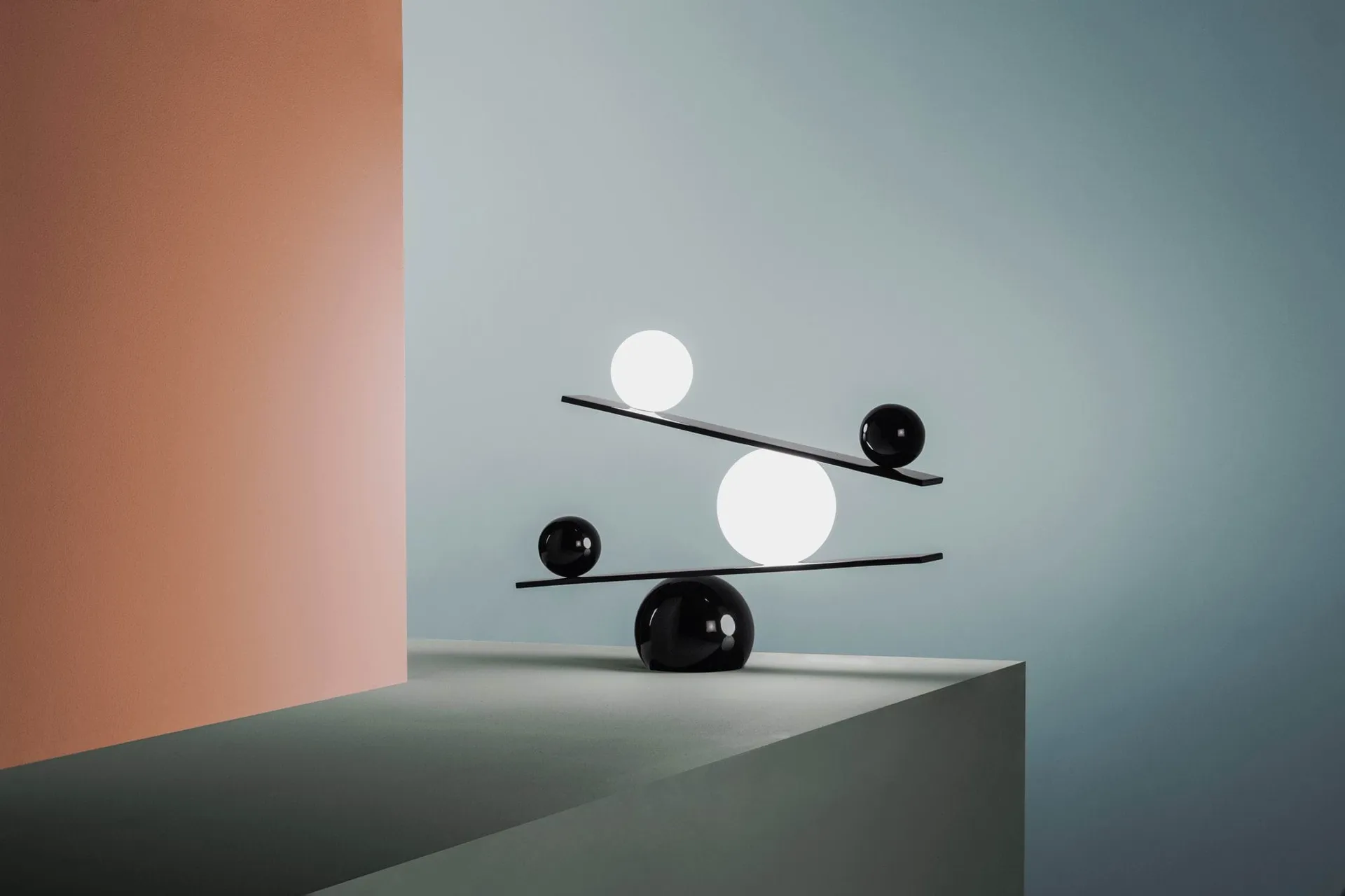Balance table lamp, Black, v2 Oblure