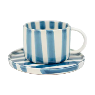 Monica cup with saucer - Blue - Olsson & Jensen