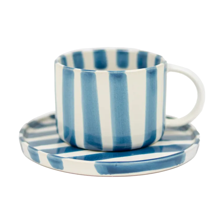 Monica cup with saucer - Blue - Olsson & Jensen