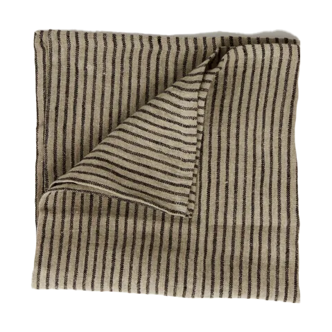 Stripe linen napkin 45x45 cm, Black Sand Olsson & Jensen