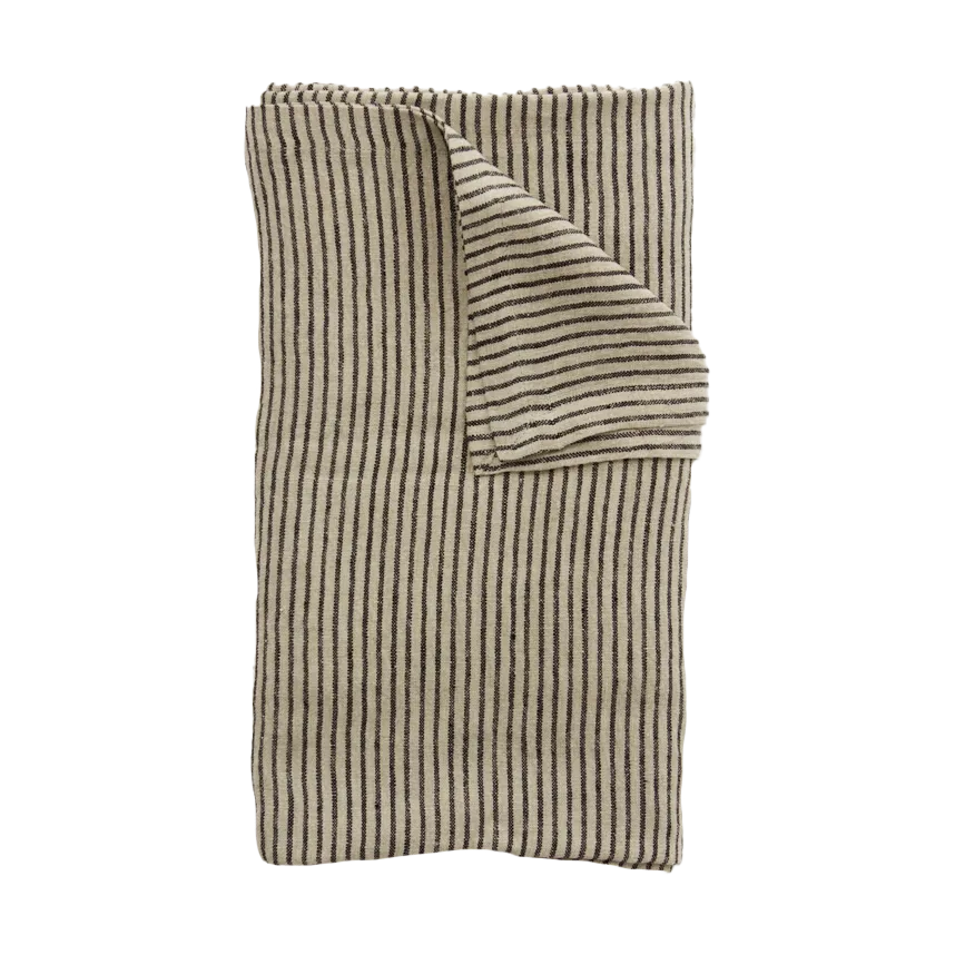 Stripe linen tablecloth 150x300 cm, Black sand Olsson & Jensen