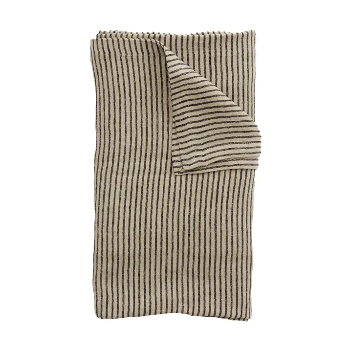 Stripe linen tablecloth 150x300 cm - Black sand - Olsson & Jensen