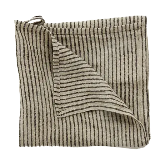 Stripe tea towel linen 45x65 cm - Black-sand - Olsson & Jensen