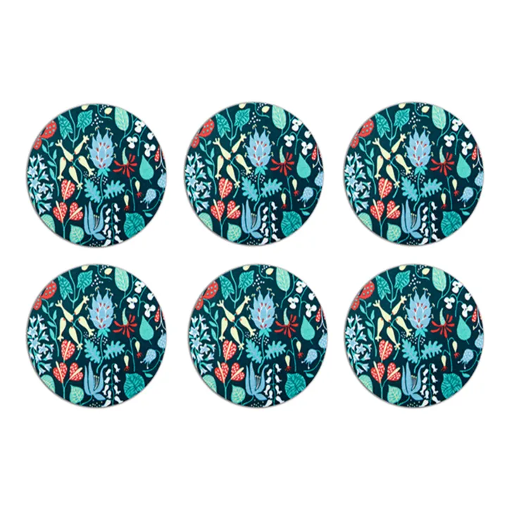 Herbarium coaster 6-pack - blue - Opto Design