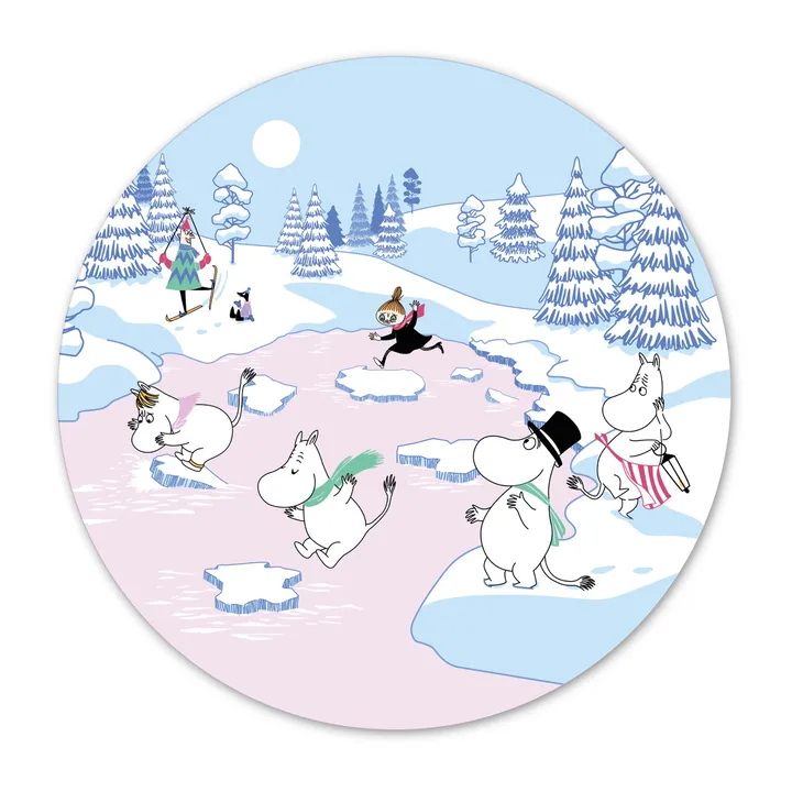 Moomin trivet winter 2022 Ø21 cm - Blue-white-pink - Opto Design