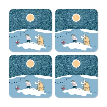 Snow moonlight coaster winter 2021 4-pack - 9x9 cm - Opto Design