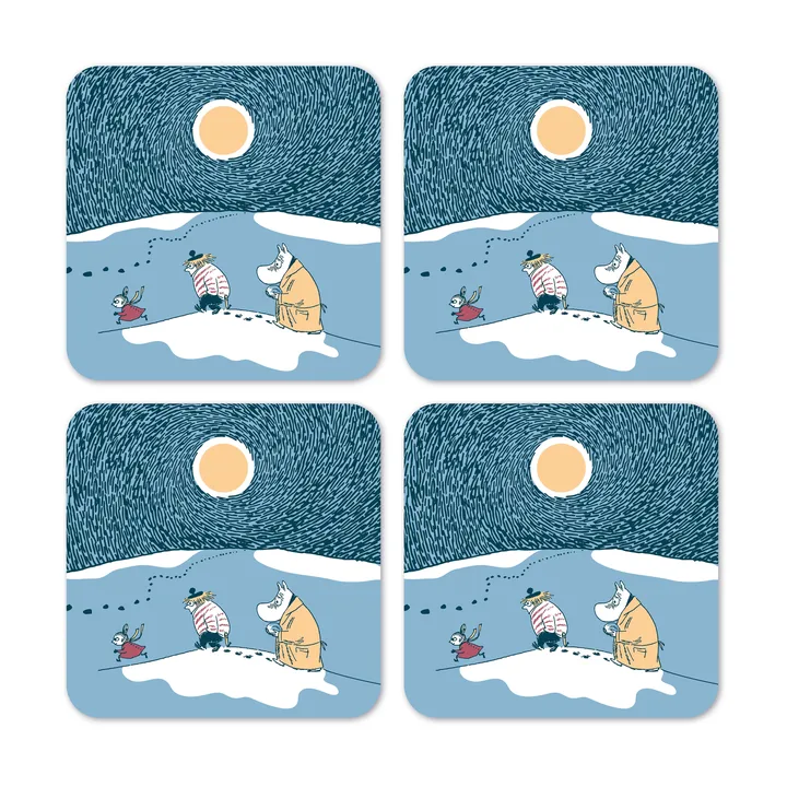 Snow moonlight coaster winter 2021 4-pack - 9x9 cm - Opto Design