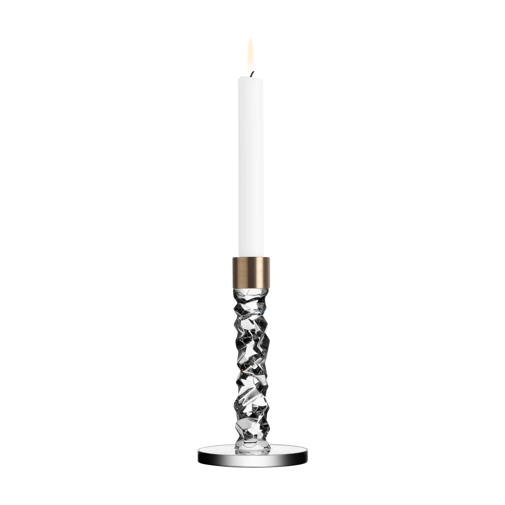 Carat candle holder brass, height 18.3 cm Orrefors