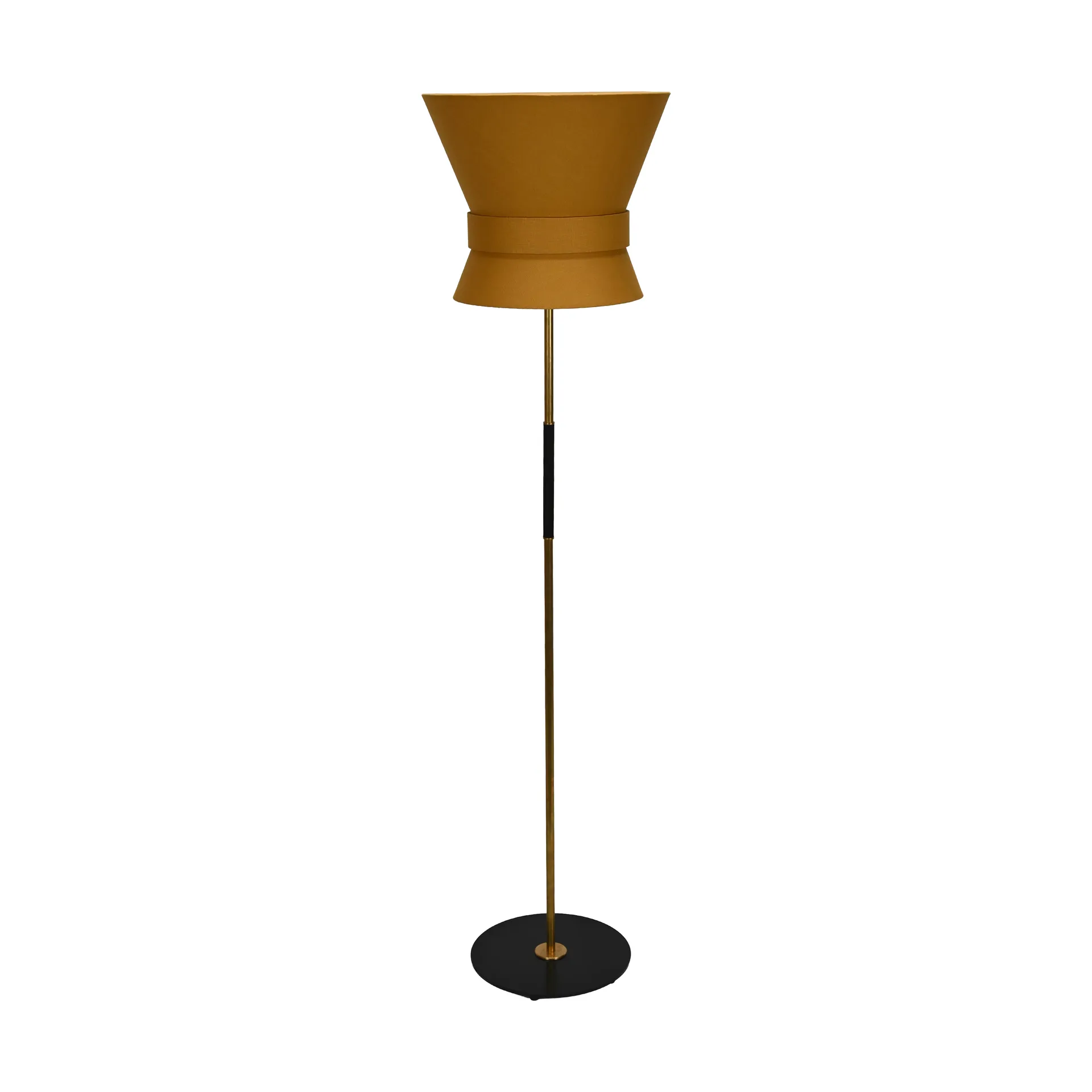 Bow floor lamp, Raw brass-yellow ochre, large 159 cm Örsjö Belysning