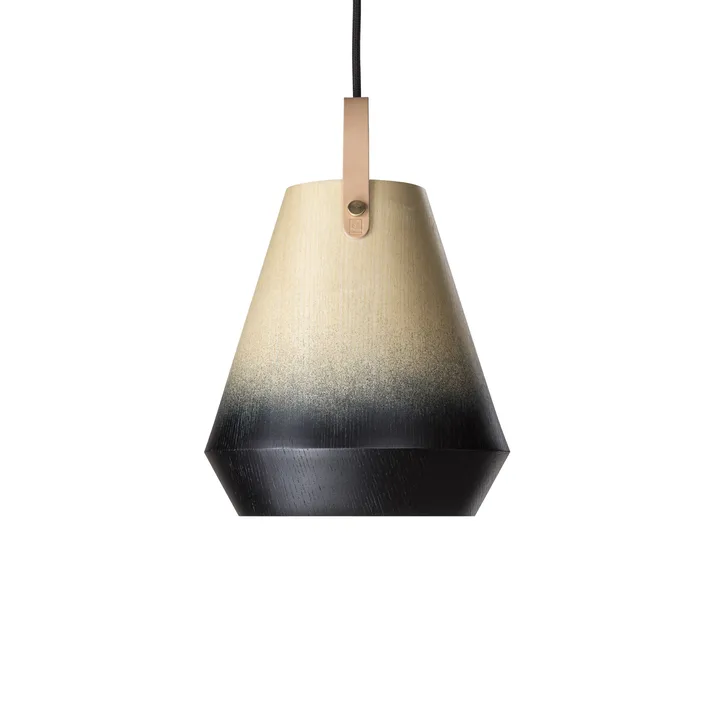 Concrete pendant lamp - Ash veneer, natural coloured leather strap - Örsjö Belysning