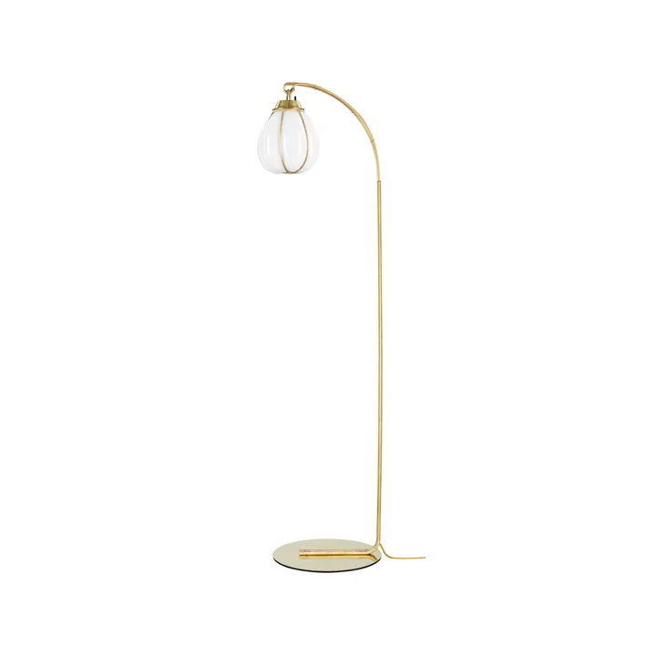 Hobo floor lamp - Brass raw, mouth blown opal glass - Örsjö Belysning