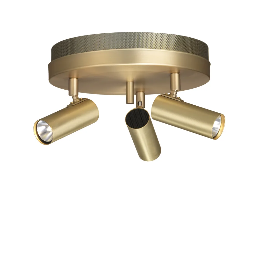 Puck ceiling lamp, Brass matte, 3-lamp Örsjö Belysning