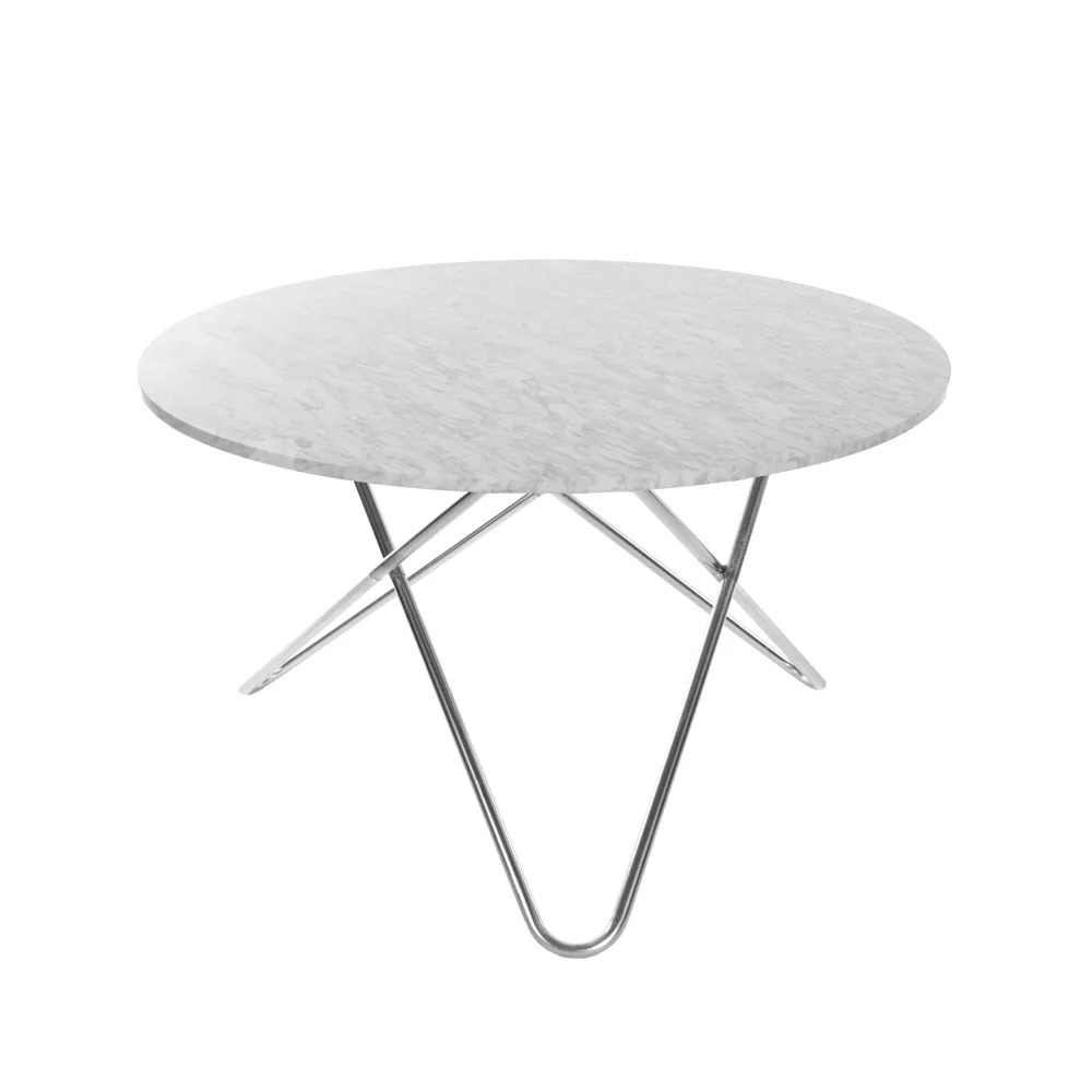Big O Table dining table, Marble carrara. stainless steel stand OX Denmarq