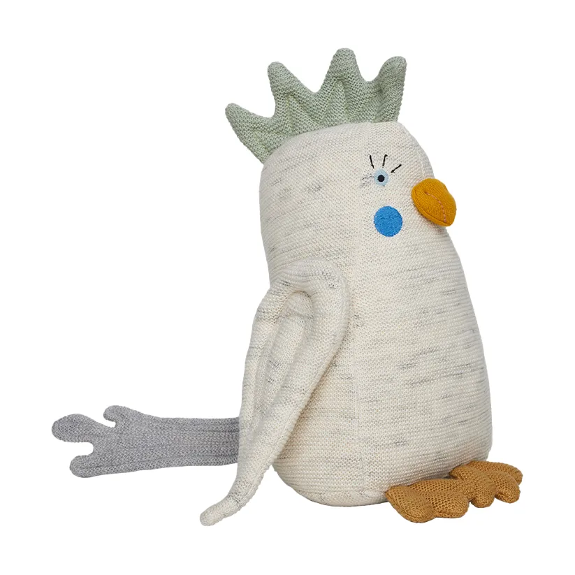 Kai parakeet plush toy, Off white-light mint OYOY